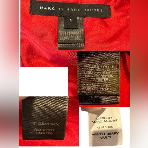 🔥 Marc by Marc Jacobs 100% Silk Sash Red Check Cocktail Dress Size 2 - Picture 9 of 13